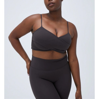 New arrival women's wrap sports bra crossover ultra soft yoga bralette with adjustable strap