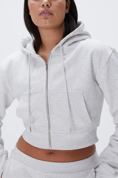 Full zip crop hoodies for women women's cropped jackets with adjustable hood