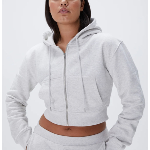 Full zip crop hoodies for women women's cropped jackets with adjustable hood