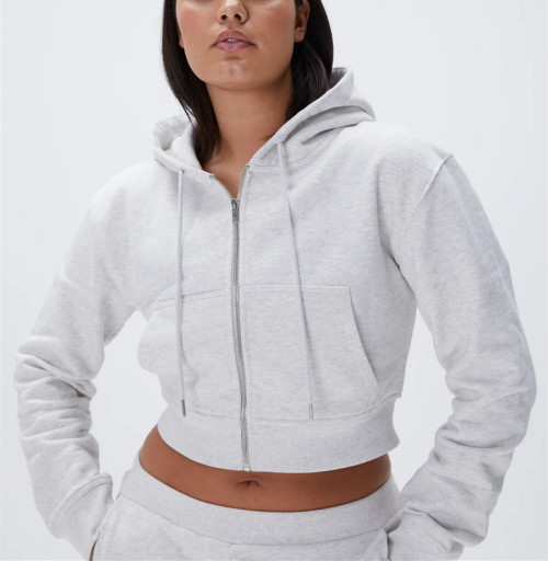 Full zip crop hoodies for women women's cropped jackets with adjustable hood