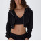 Full zip crop hoodies for women women's cropped jackets with adjustable hood