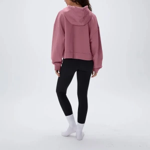 Women's relaxed fit cropped hoodies with drawstring cotton blend oversized sweatshirts