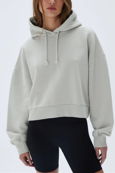 Women's relaxed fit cropped hoodies with drawstring cotton blend oversized sweatshirts