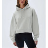 Women's relaxed fit cropped hoodies with drawstring cotton blend oversized sweatshirts