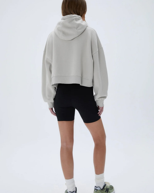 Women's relaxed fit cropped hoodies with drawstring cotton blend oversized sweatshirts