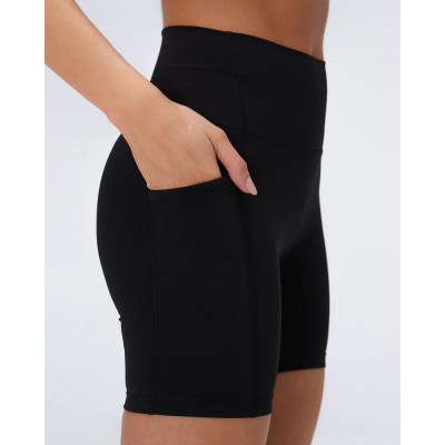 Tummy control nylon spandex crop shorts with side pockets second skin biker shorts