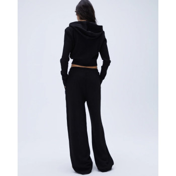 Women's loose fit waffle straight leg lounge pants with side pockets