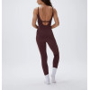 New arrival cross back jumpsuits for women scoop neck full length bodysuits with removable paddings