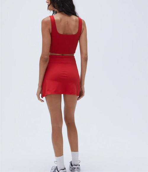 A-line side slit mini skirt with undershorts high waisted buttery soft skirts for tennis