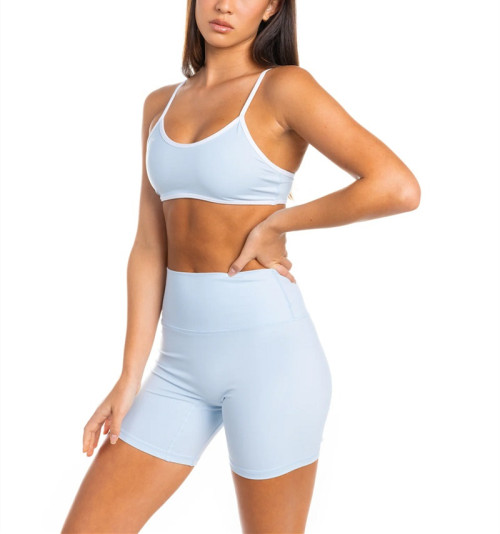 New arrival two tone contrast sports bra with spaghetti straps