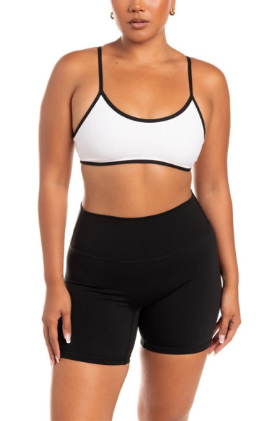 New arrival two tone contrast sports bra with spaghetti straps
