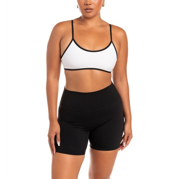 New arrival two tone contrast sports bra with spaghetti straps