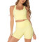 Longline back cross cropped top for women built in bra scoop neck classic style