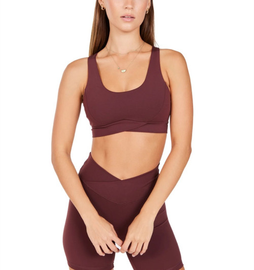 High impact crossover strappy back sports bra wide strap padded yoga bralette