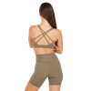 High impact crossover strappy back sports bra wide strap padded yoga bralette