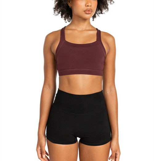 New arrival scoop neck racerback sports bra with wide strap