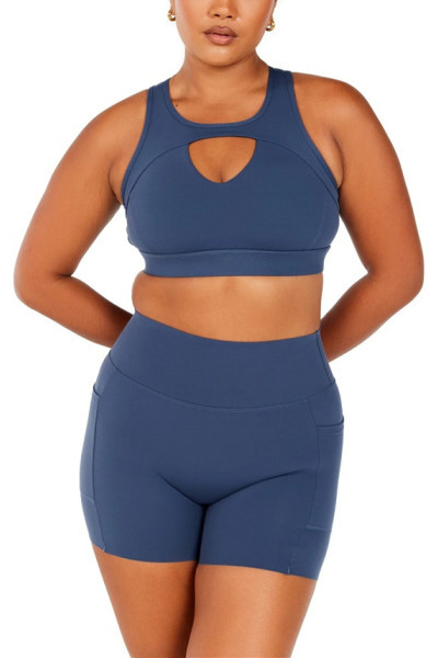 Longline high support front hollow out sports bra with mesh back