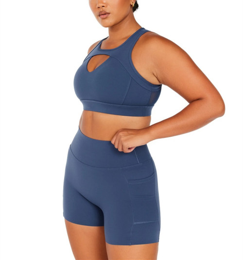 Longline high support front hollow out sports bra with mesh back