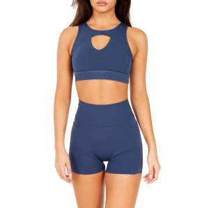 Longline high support front hollow out sports bra with mesh back