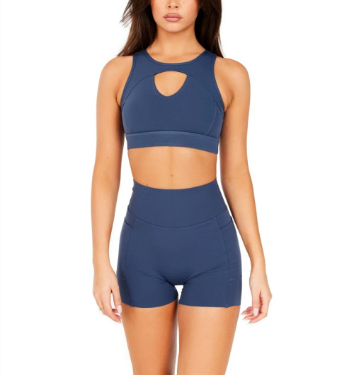 Longline high support front hollow out sports bra with mesh back