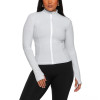 Full zipper stand collar long sleeve yoga jackets with side zipper pockets