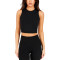 Women's high neck full coverage crop top built in bra athletic fit tank tops
