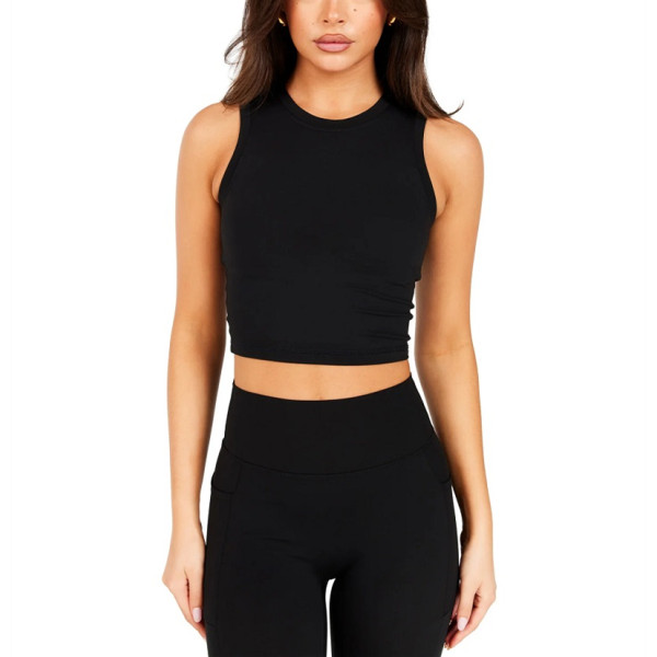 Women's high neck full coverage crop top built in bra athletic fit tank tops