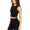 Women's high neck full coverage crop top built in bra athletic fit tank tops