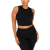 Women's high neck full coverage crop top built in bra athletic fit tank tops