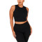 Women's high neck full coverage crop top built in bra athletic fit tank tops