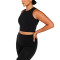 Women's high neck full coverage crop top built in bra athletic fit tank tops
