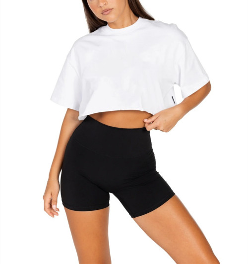 Loose fit cotton crop for women athleisure comfy short sleeve t shirts