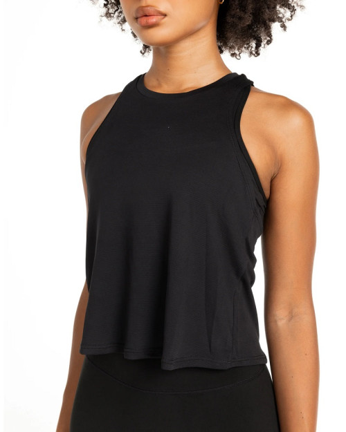 Women's loose fit racerback tank top with back split crew neck cropped tank