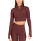 Long sleeve half zipper gym shirts compressive cropped tees