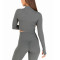 Long sleeve half zipper gym shirts compressive cropped tees