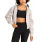 Relaxed fit hooded jackets full zipper cropped hoodies with front pockets