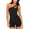 New arrival off shoulder cut out yoga jumpsuits women's curved one pieces shorts sets