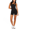 New arrival off shoulder cut out yoga jumpsuits women's curved one pieces shorts sets