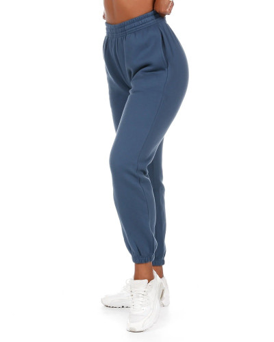 Cotton fleece jogger pants with side pockets adjustable waist trackpants