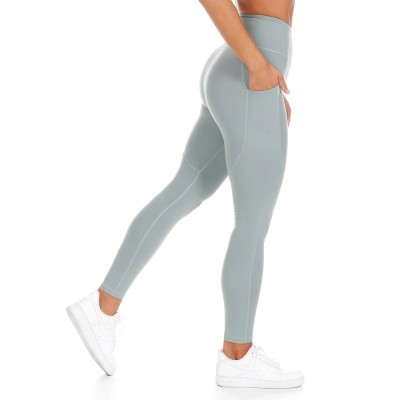Full length pocket leggings for women tummy control nylon spandex yoga leggings