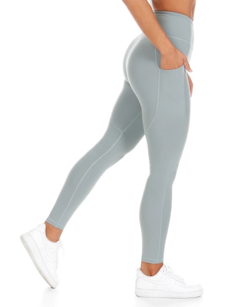 Full length pocket leggings for women tummy control nylon spandex yoga leggings