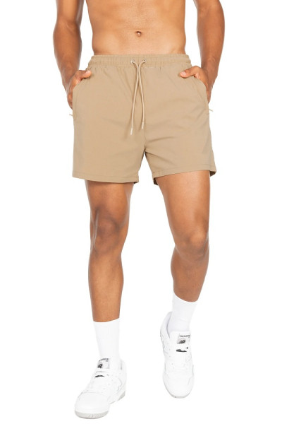 Elastic waist woven shorts with side pockets lightweight gym shorts with drawstring
