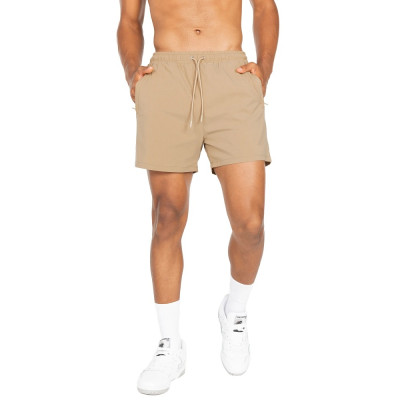 Elastic waist woven shorts with side pockets lightweight gym shorts with drawstring