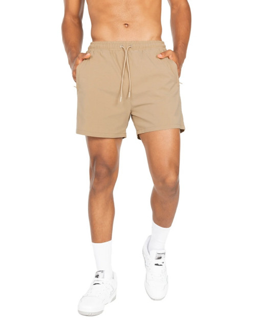 Elastic waist woven shorts with side pockets lightweight gym shorts with drawstring