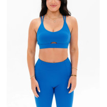 New arrival scoop neck strappy back sports bra padded classic supportive yoga bralette