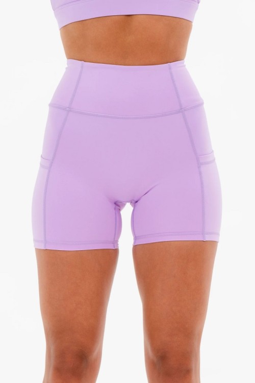 Women's high waisted pocket shorts moisture-wicking solid color yoga shorts