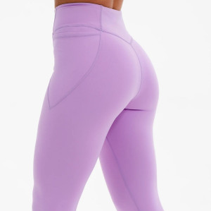 High waist solid color pocket leggings solid color fitness tights