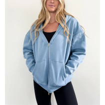 Oversized zip jackets with side pockets cotton fleece warm cozy hoodies