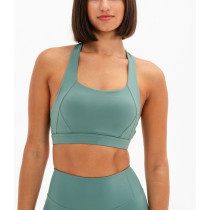 New arrival high support scoop neck back cross sports bra padded yoga bralette