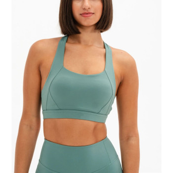 New arrival high support scoop neck back cross sports bra padded yoga bralette